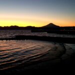江の島からの富士山の夕日